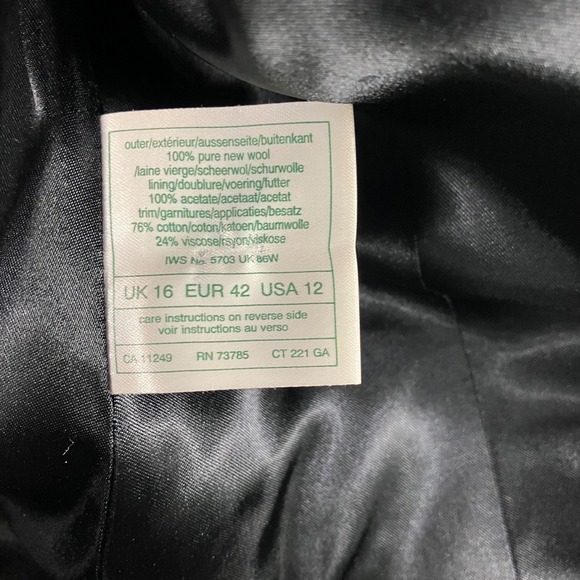 Vtg Laura Ashley Wool Coat Women 12 Full Length Double Breasted Velvet Collar - Picture 15 of 16